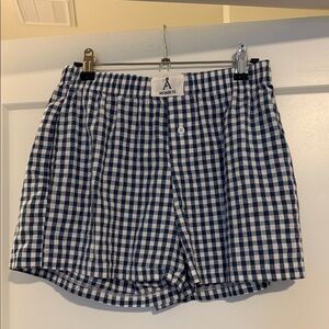 Blue and White Gingham Women Shorts
